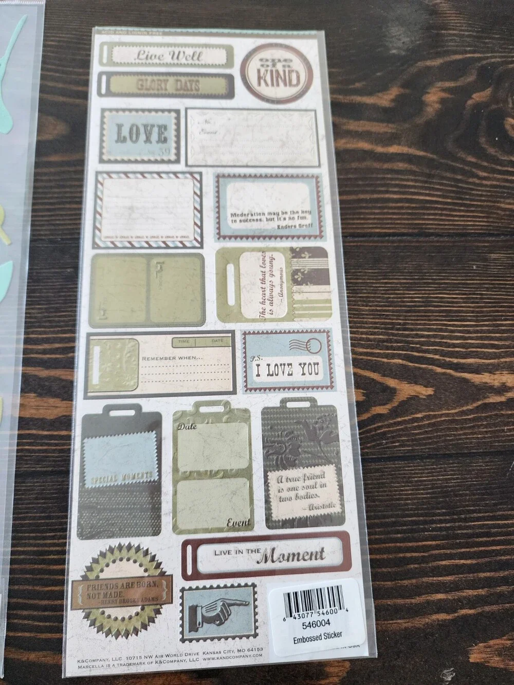 Scrapbooking Stickers Tags Labels Love Jumbo Sheets K&Co Lot New Retired #22